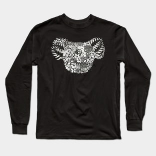 Floral Koala Black Background Long Sleeve T-Shirt